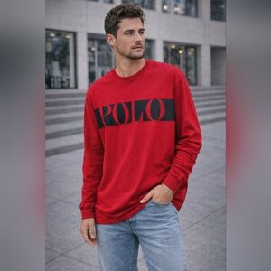 Polo Ralph Lauren | Red POLO Logo Long Sleeve Tee, Size L